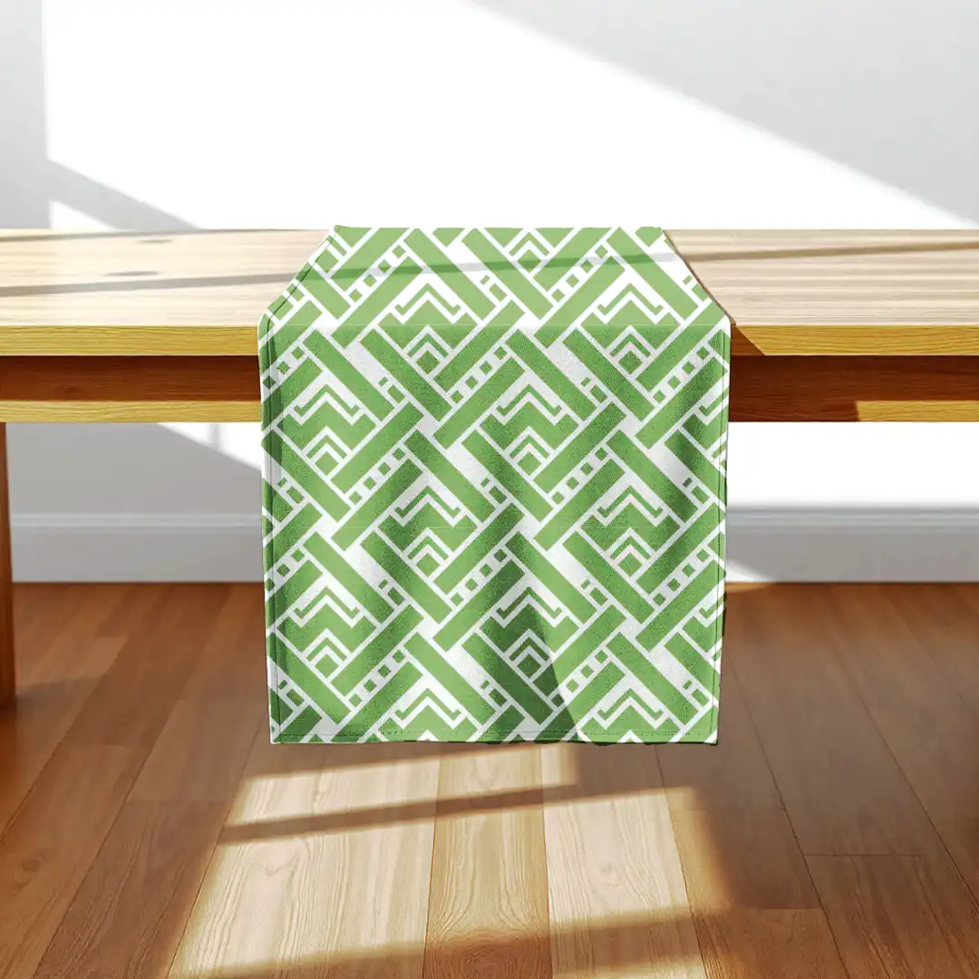 Geometric Green Table Runner