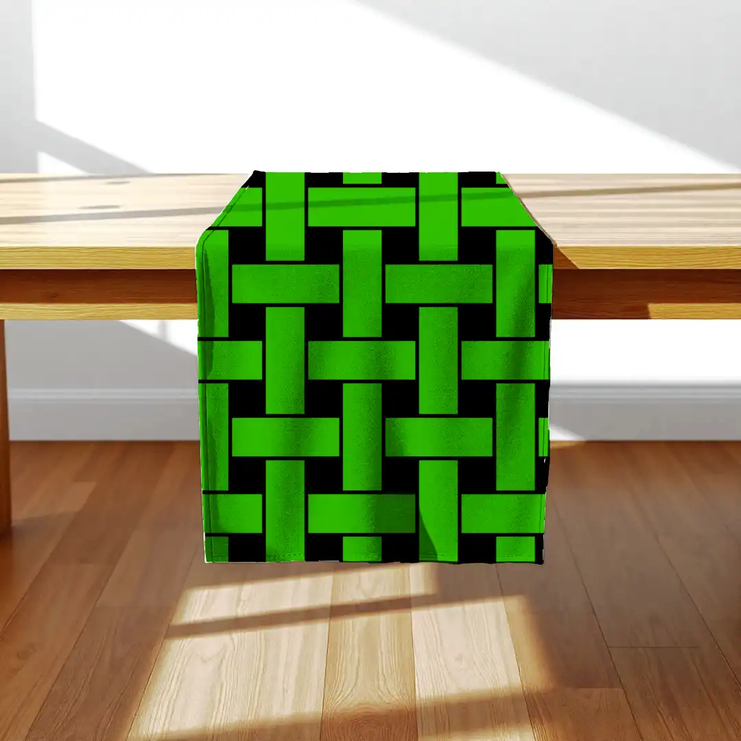 Green Mesh Checkered Stylish Table Runner