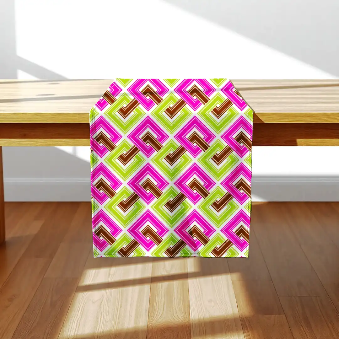 Geometric Squares Stylish Dining Table Runner