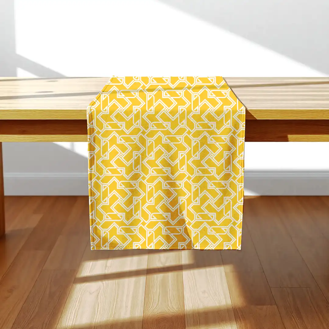 Digital Geometric Saffron Table Runner
