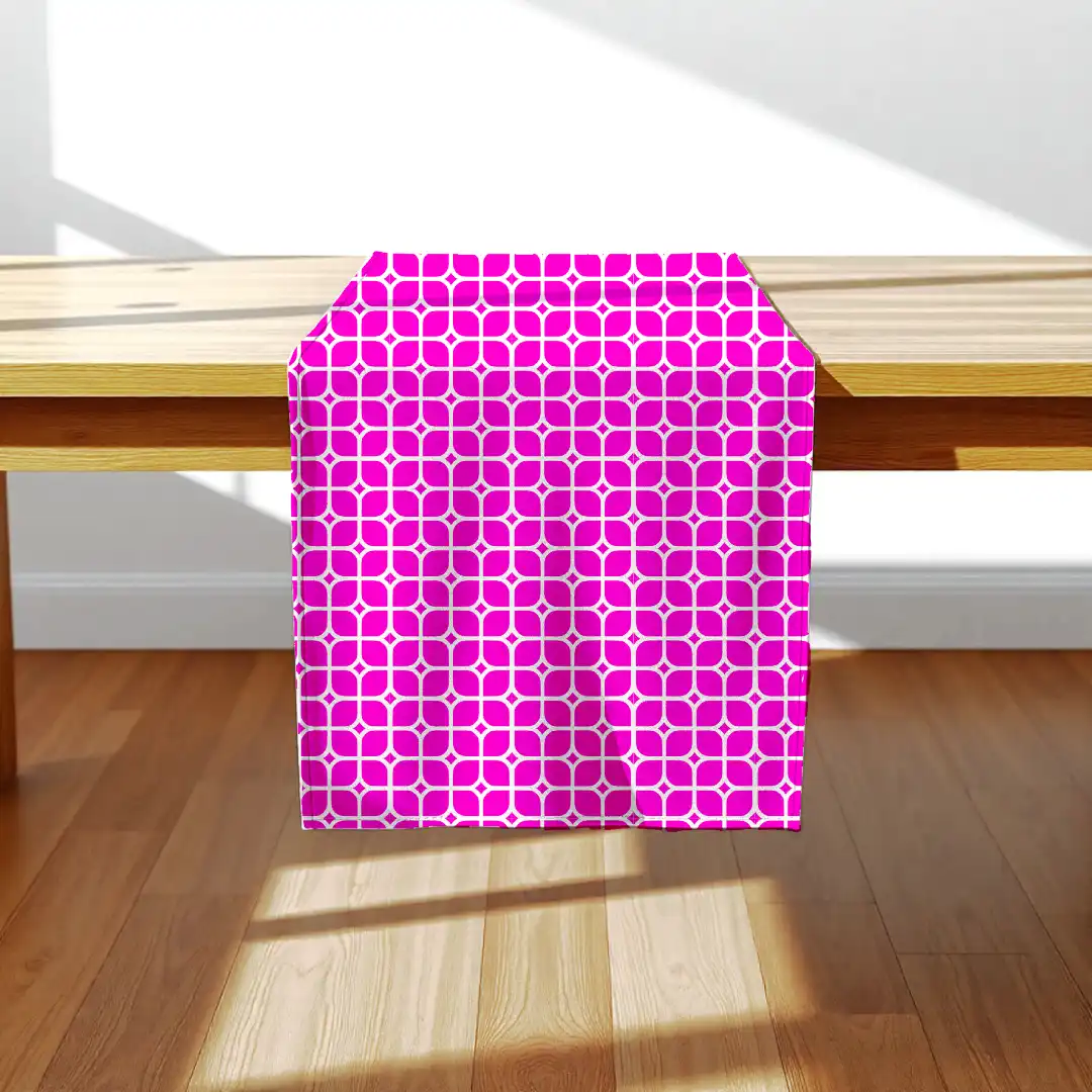 Pink White Square Table Runner