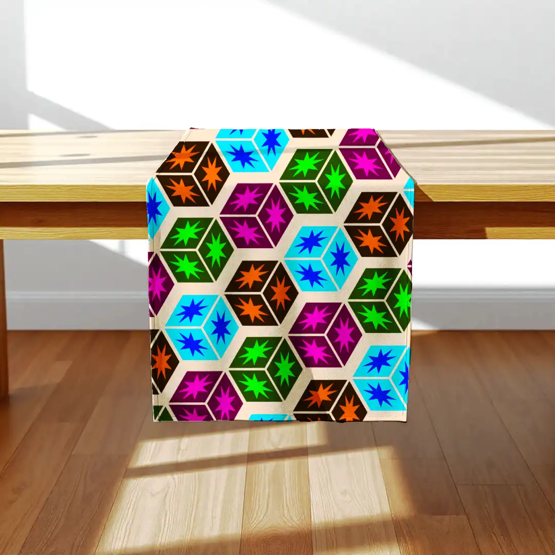 Stylish Squares Print Table Runner