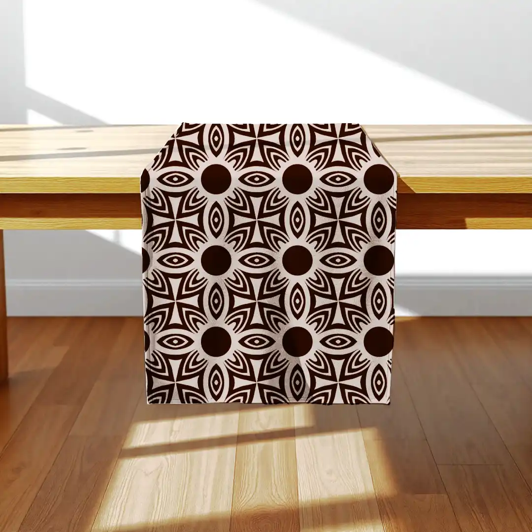 Coffee Color Floral Table Runner