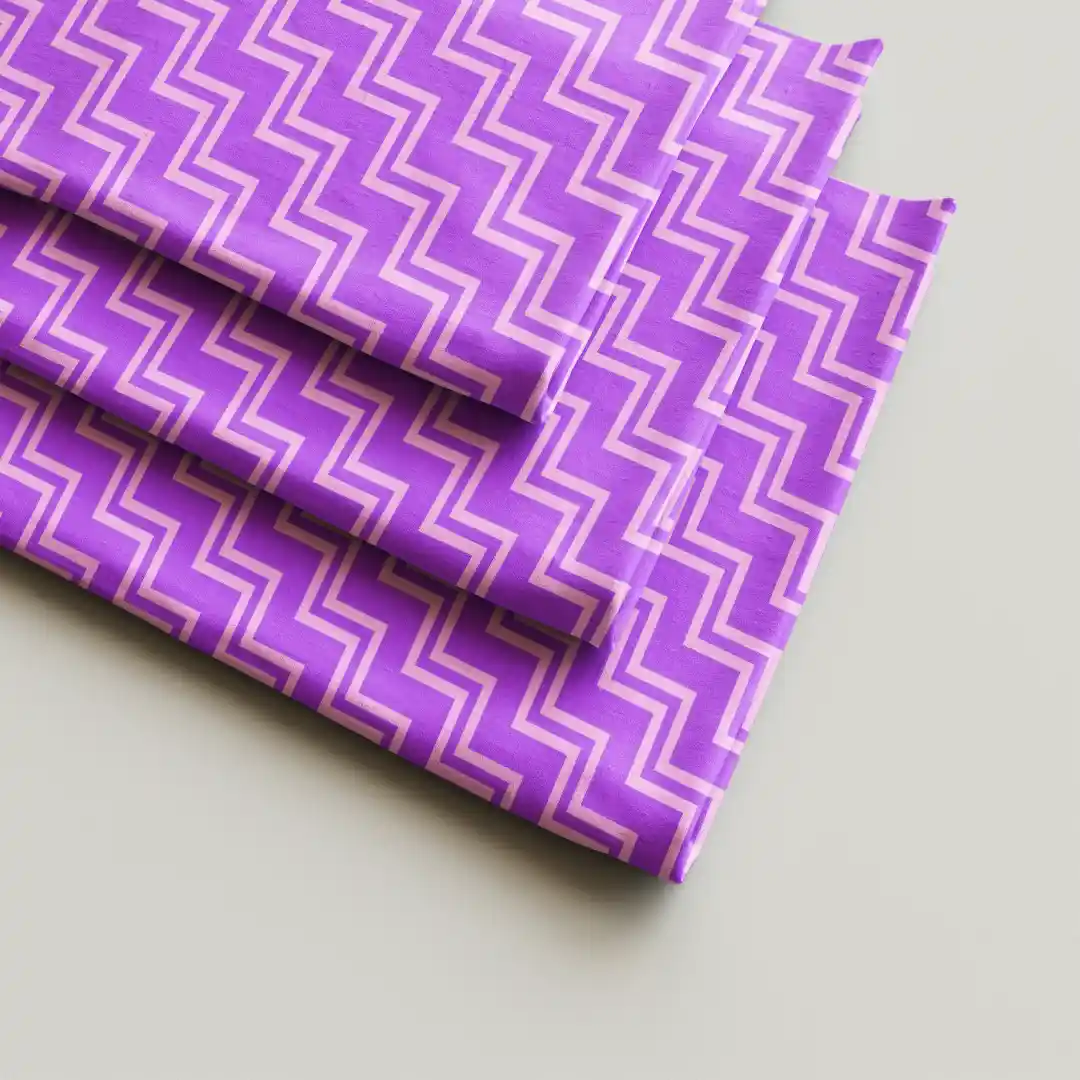 Purple Zig Zag Print Dining Table Cloth Napkin Pack Of Four - Image 2