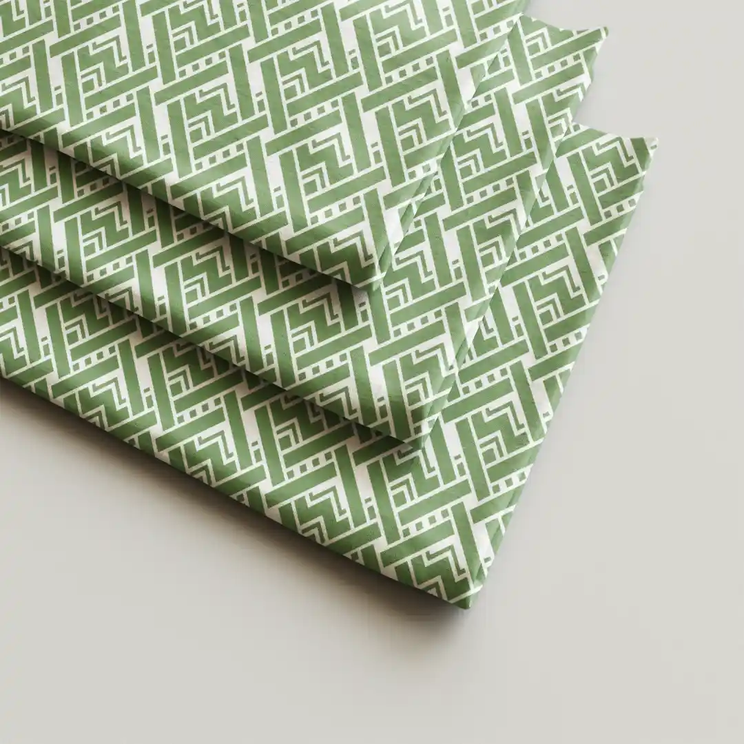 Geometric Green Cloth Napkin Pack Of Four - Image 2