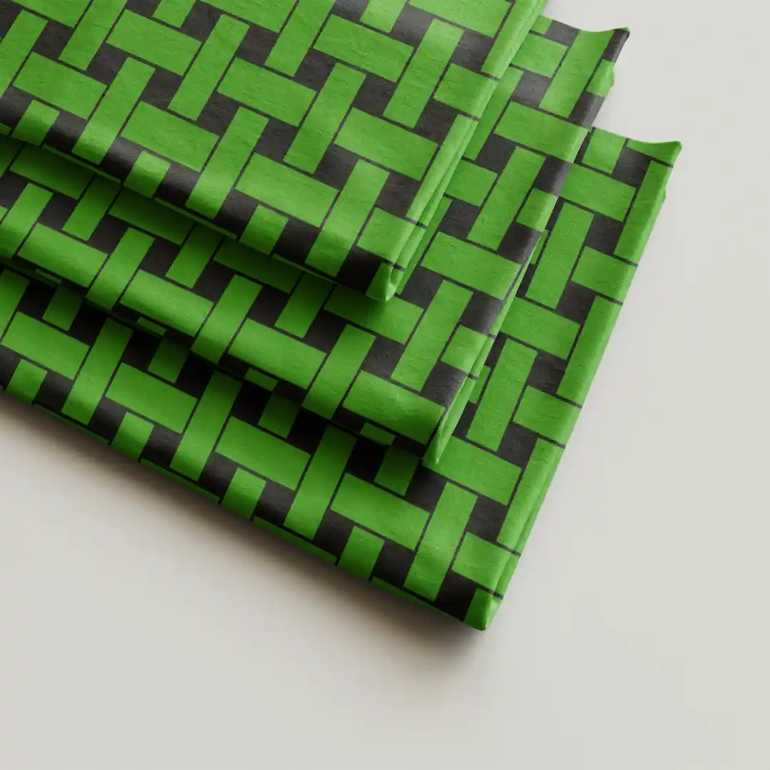Green Mesh Checkered Stylish Cloth Napkin Pack Of Four - Image 2