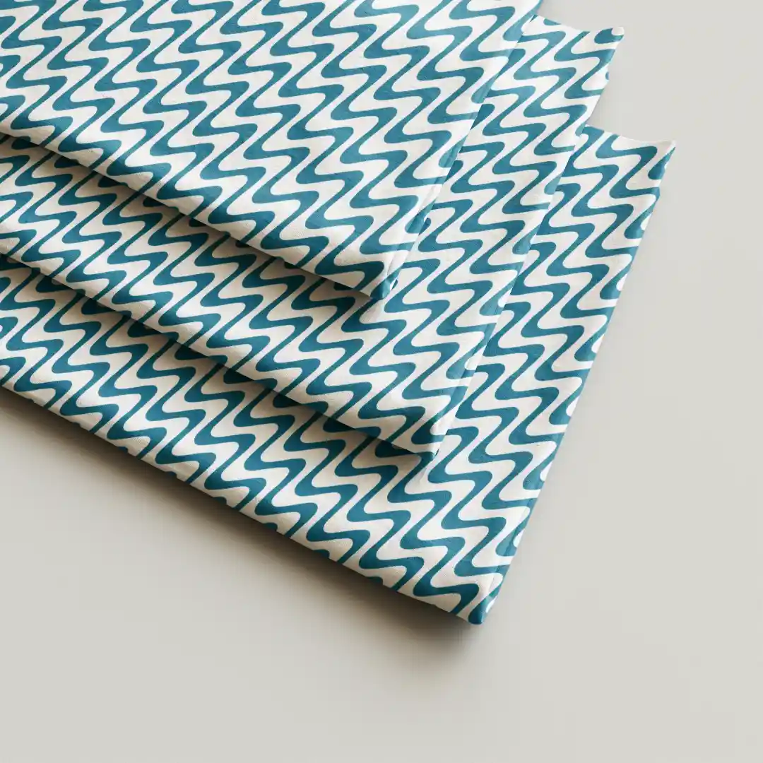 Zig Zag Print White Teal Color Cloth Napkin Pack Of Four - Image 2