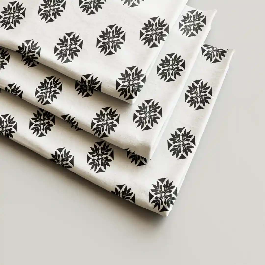 Simple White And Flowers Design Cloth Napkin Pack Of Four - Image 2