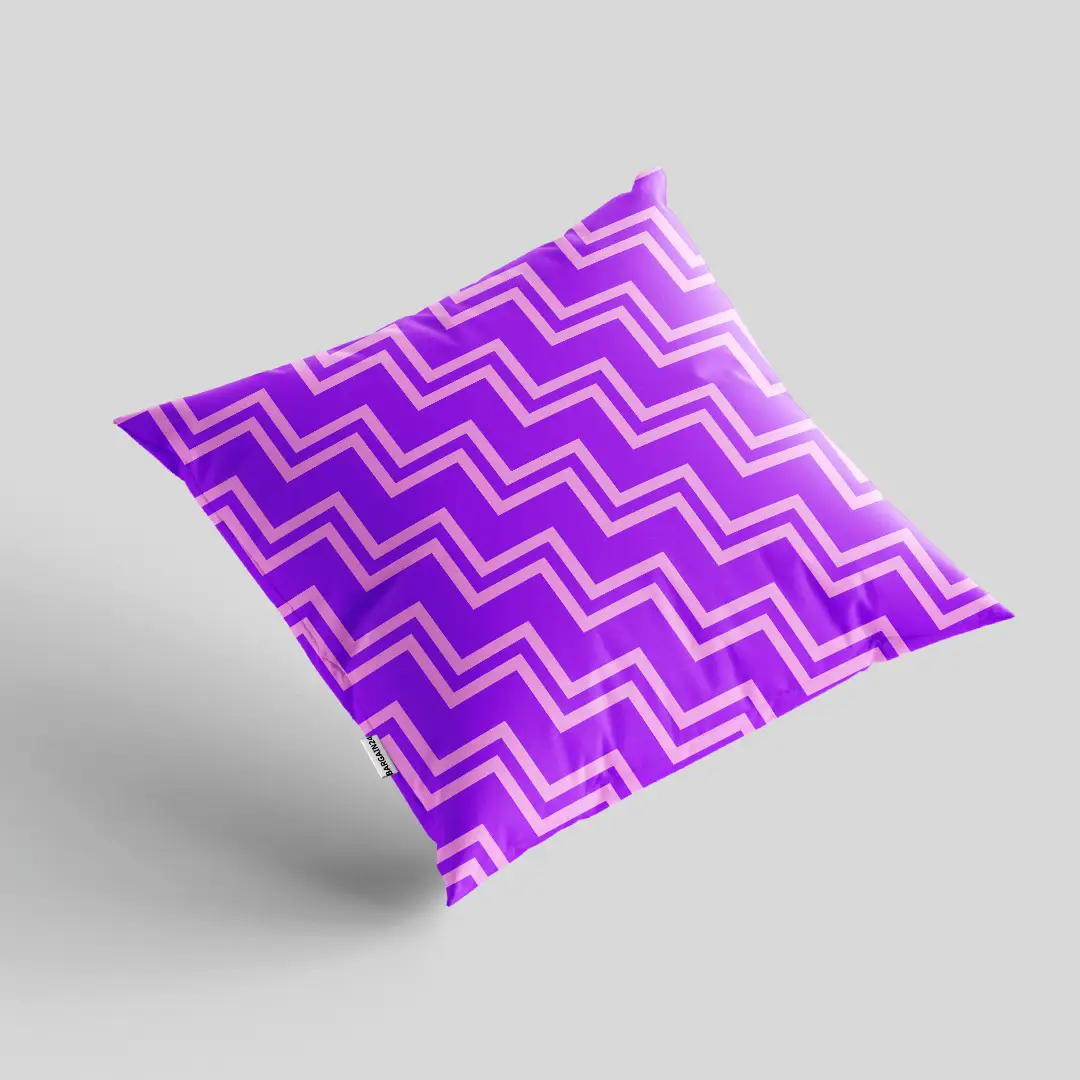 Purple Zig Zag Print Cushion Cover - Image 2