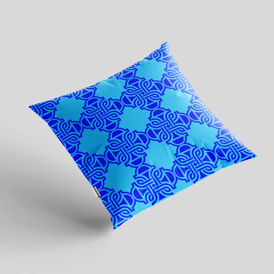 Royal Blue Motifs Cushion Cover - Image 2