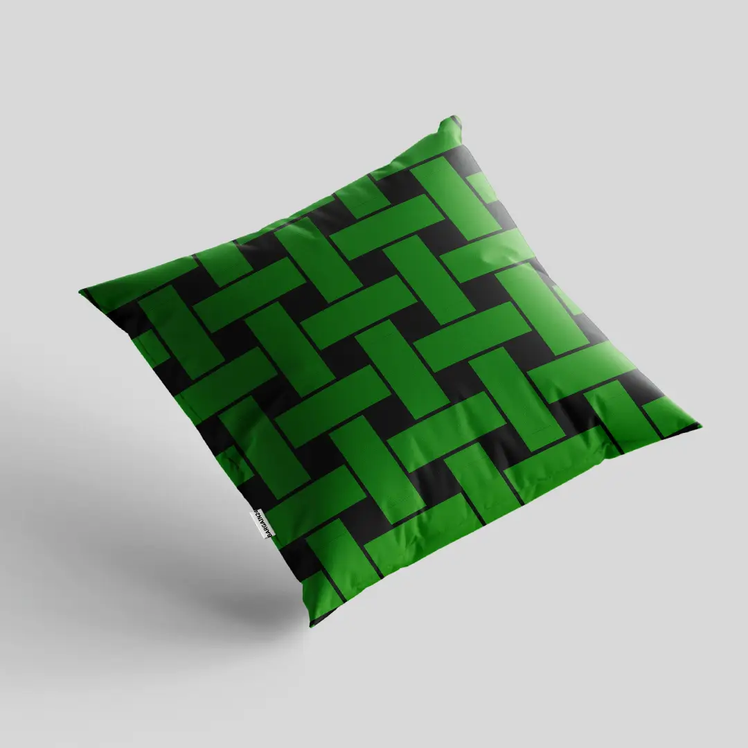Green Mesh Checkered Colorful Cushion Cover - Image 2