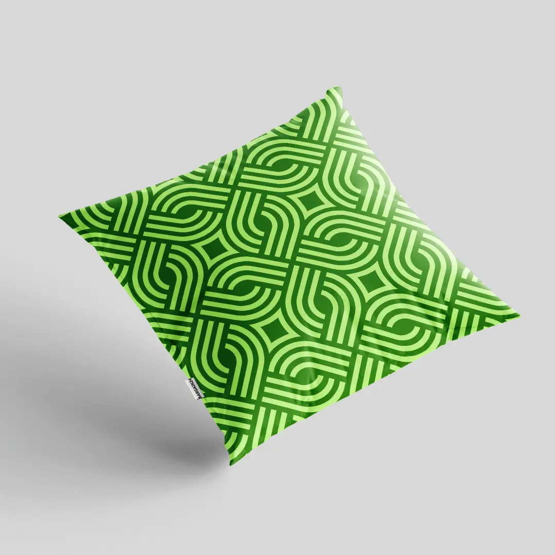 Green Square Maze Poly Lycra Cushion Cover - Image 2