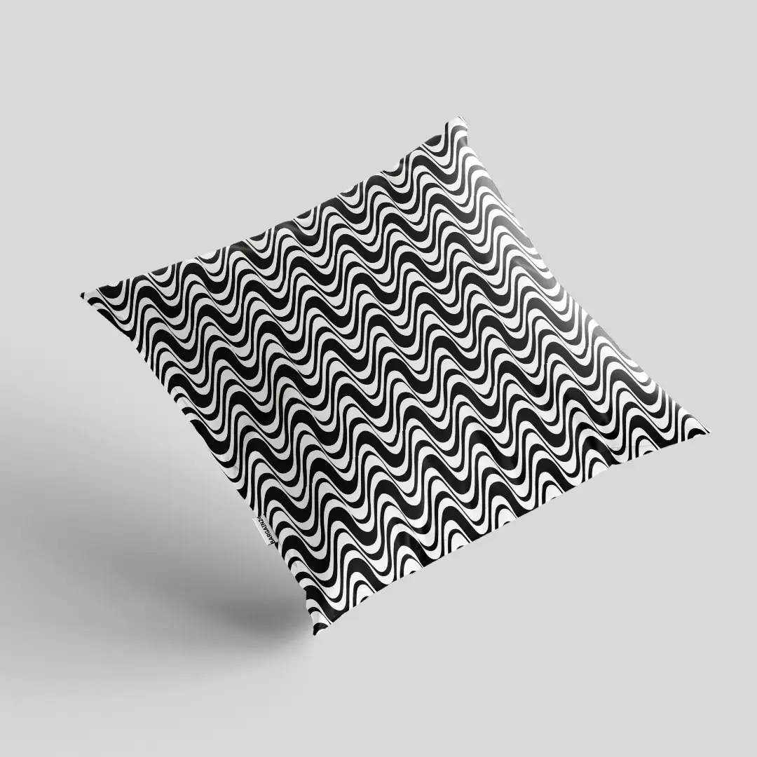 Wave Zig Zag Black White Cushion Cover - Image 2