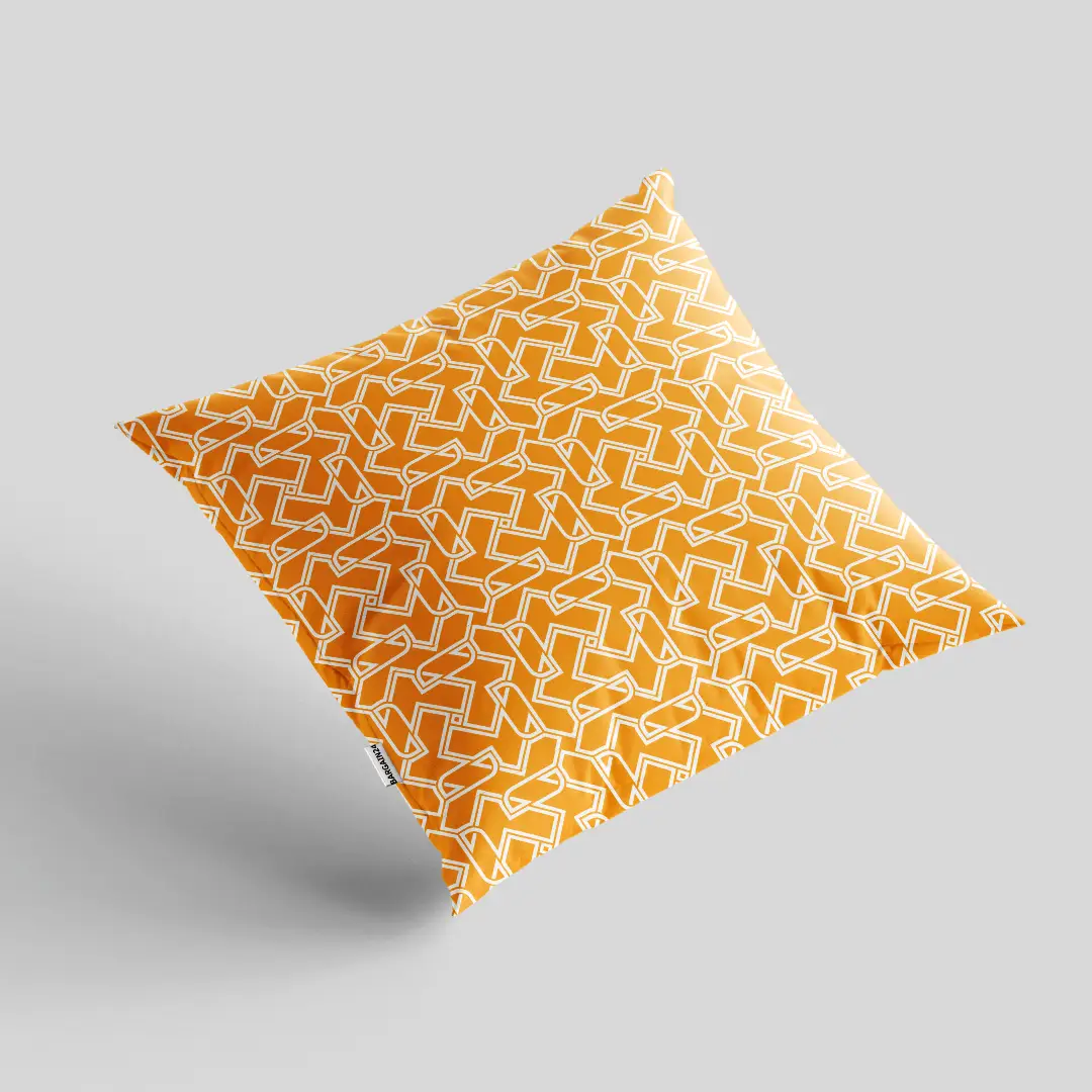 Digital Geometric Saffron Cushion Cover - Image 2