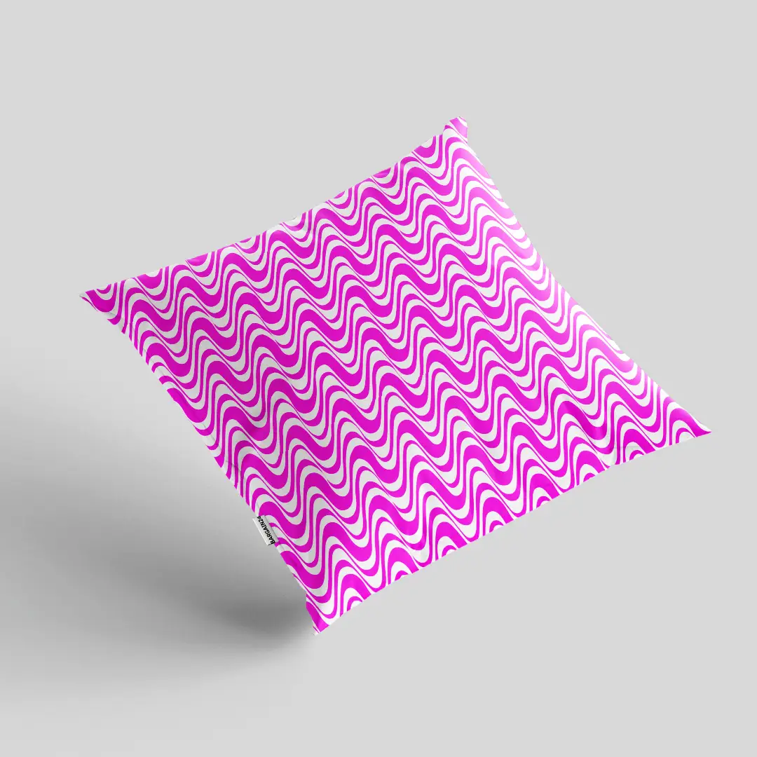 Pink White Zig Zag Waves Cushion Cover - Image 2