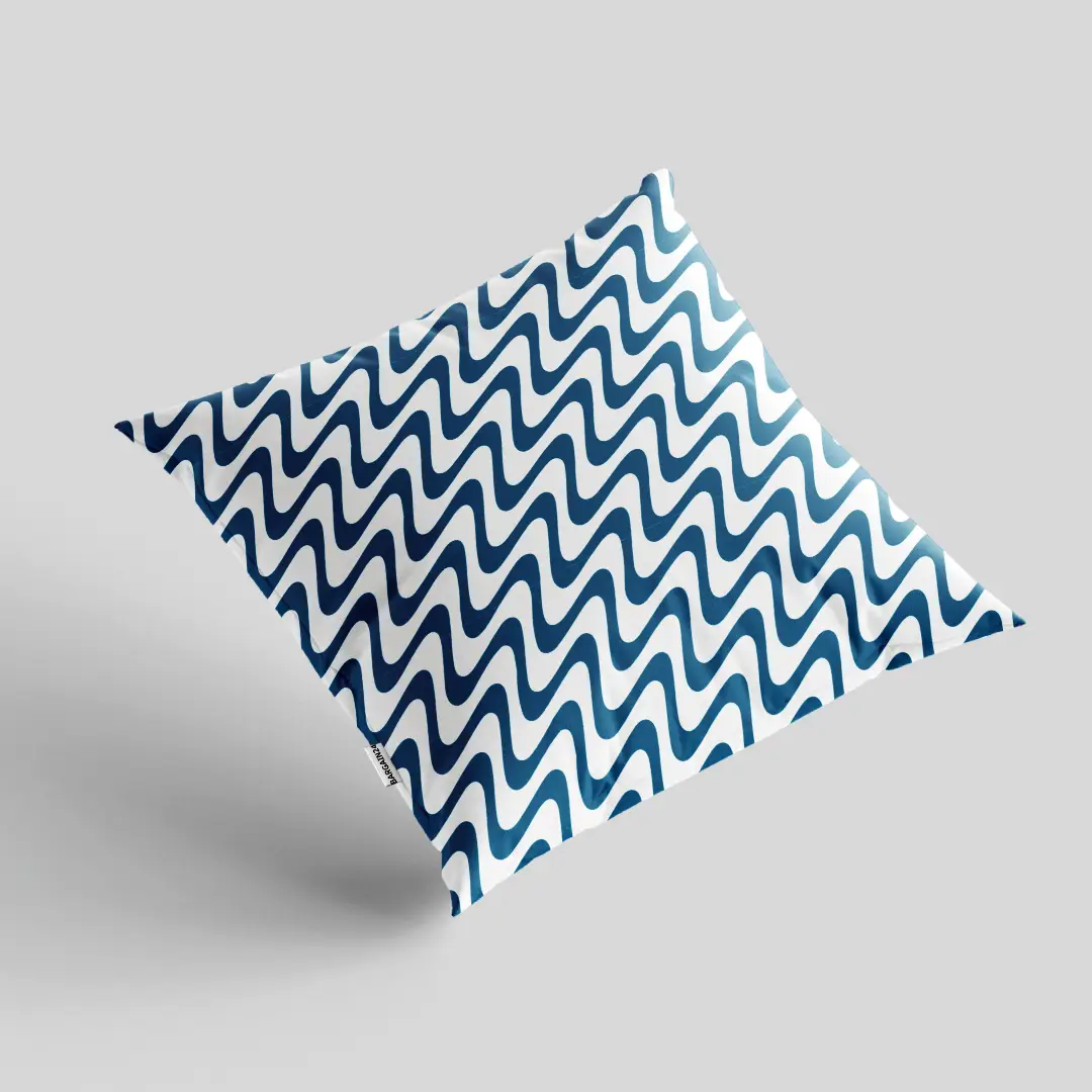 Zig Zag Print White Teal Color Cushion Cover - Image 2
