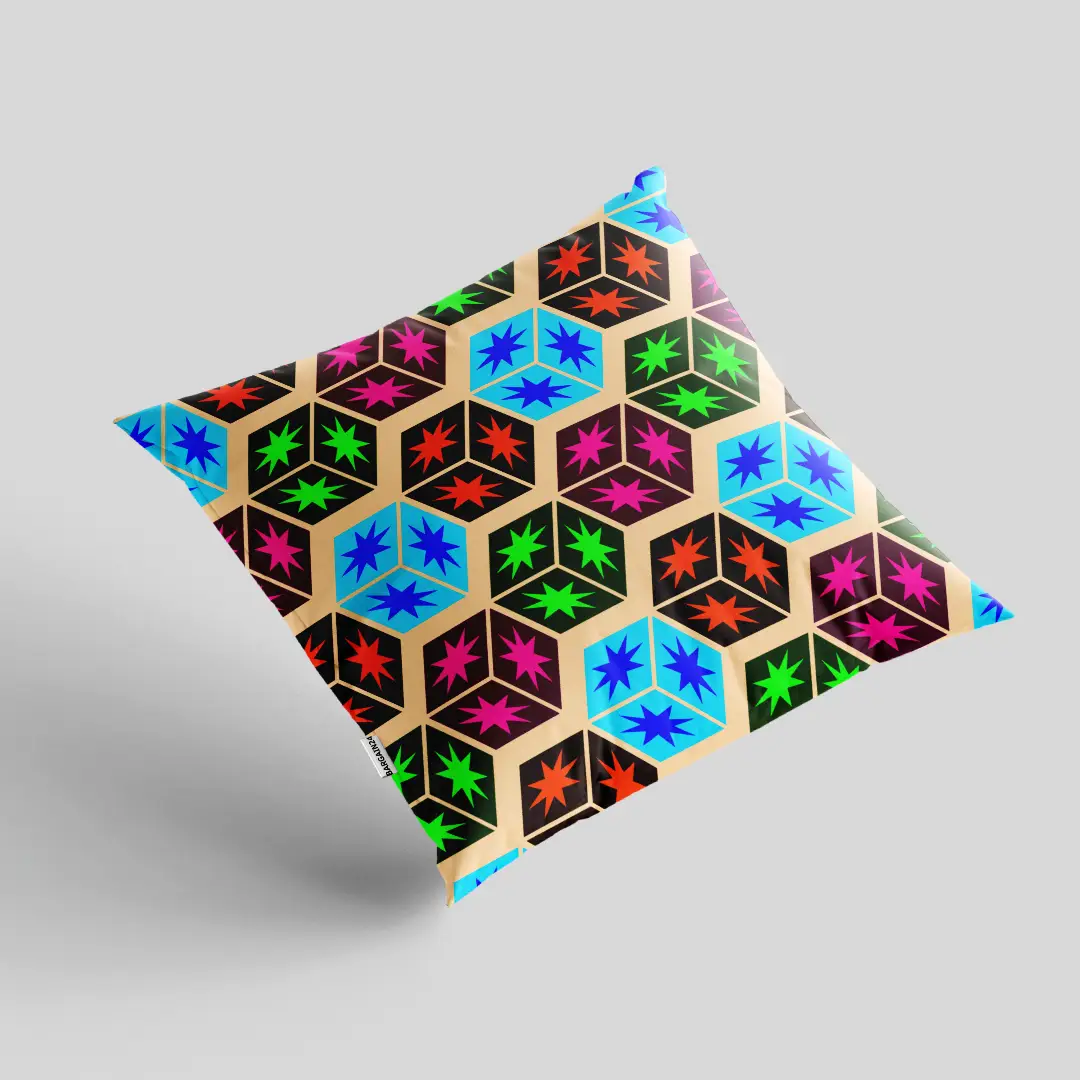 Colorful Squares Print Cushion Cover - Image 2
