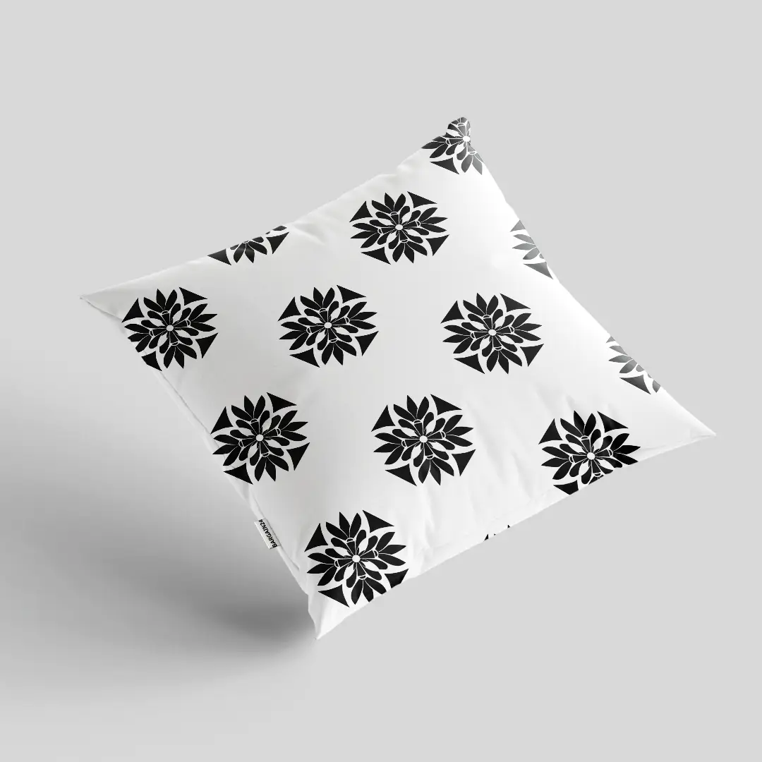 Simple White And Flowers Design Cushion Cover - Image 2