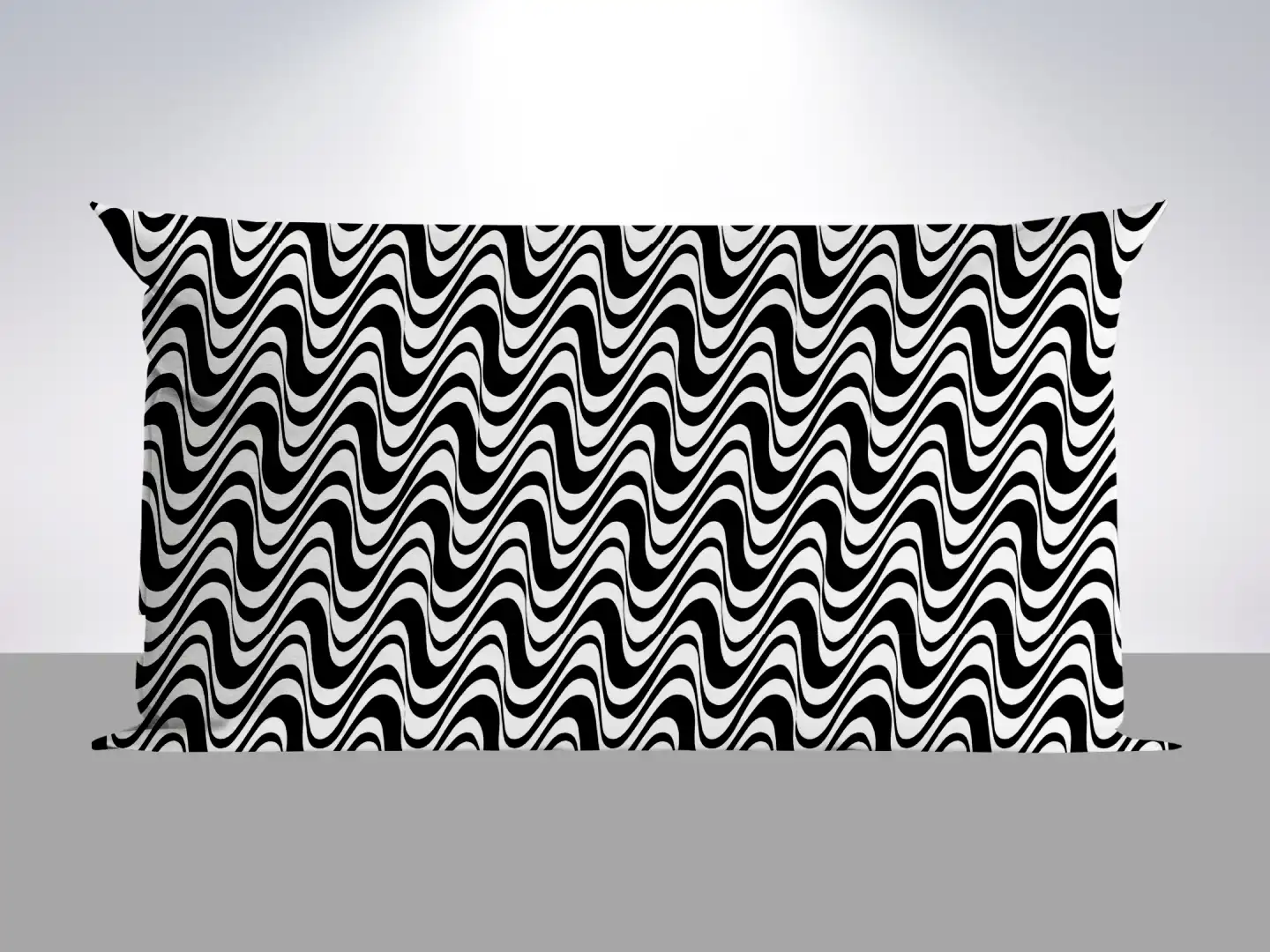 Wave Zig Zag Black White Pillow Cover - Image 2