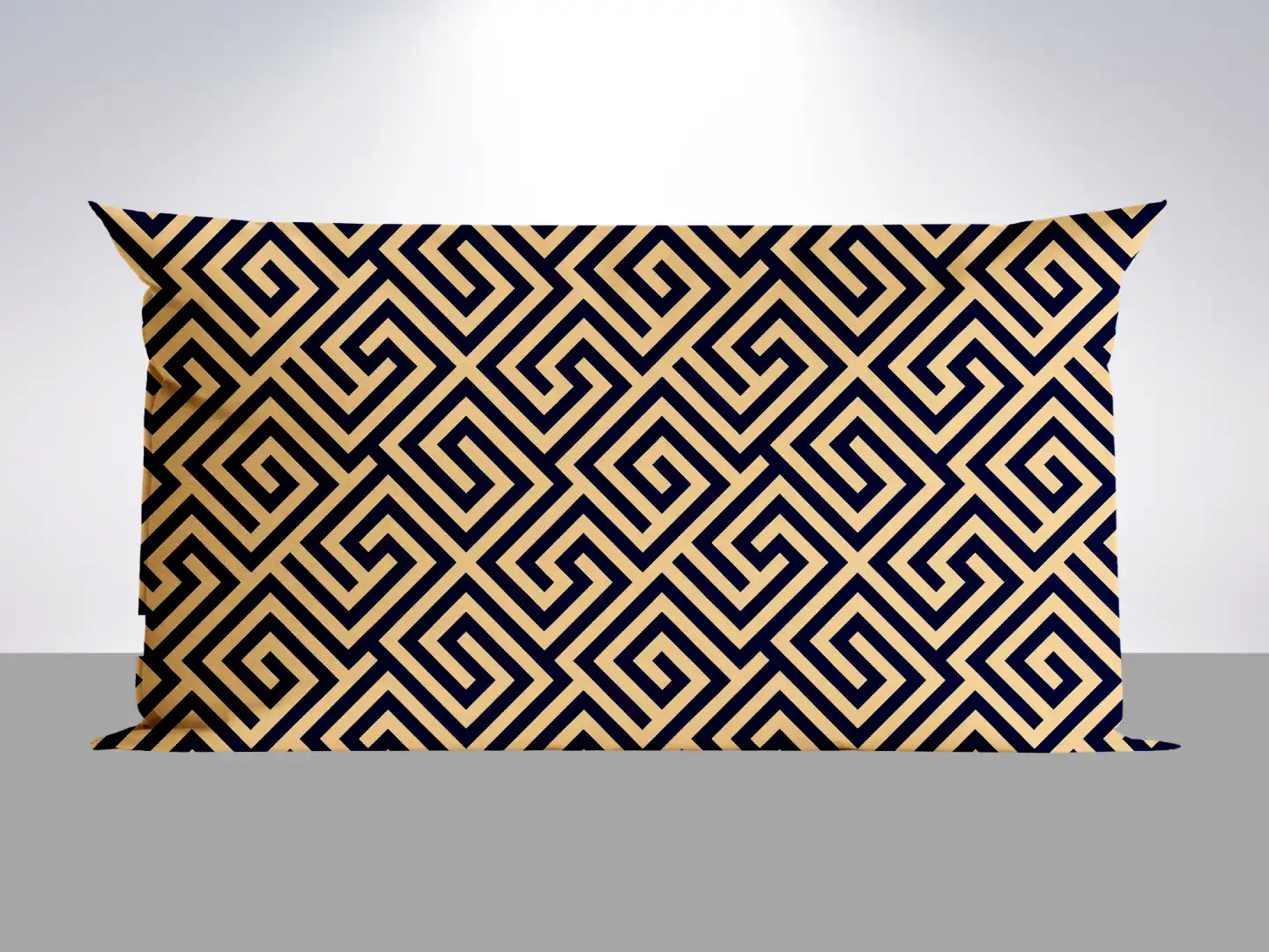 Maze Yellow Navy Blue Pillow Cover - Image 2