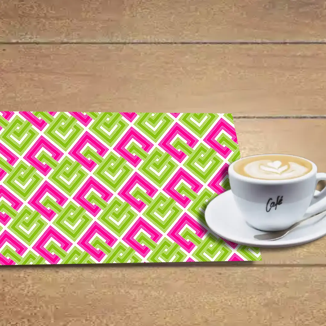 Green Pink Squares Dining Table Placemats - Pack Of Four - Image 2