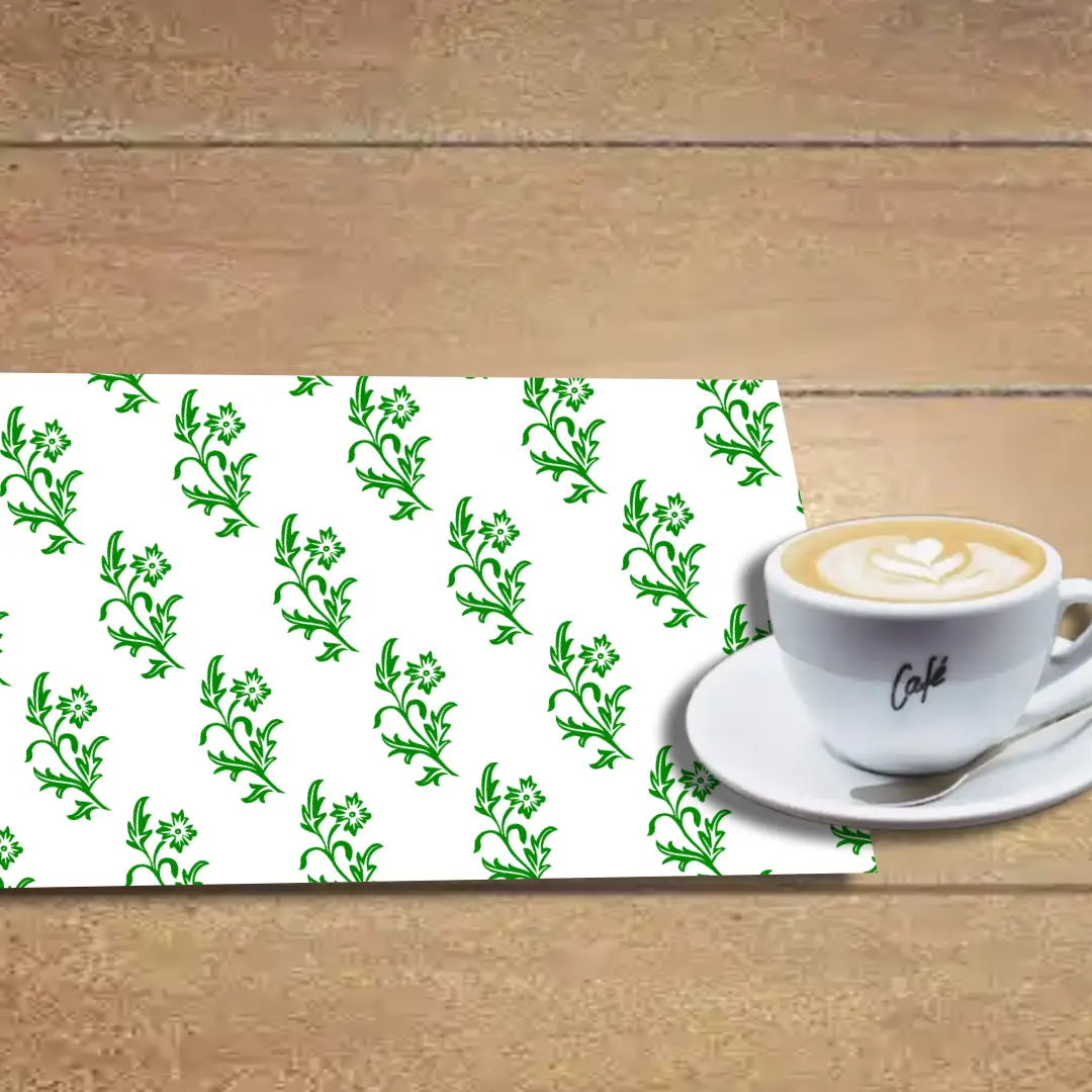 White Green Floral Table Placemats - Pack Of Four - Image 2