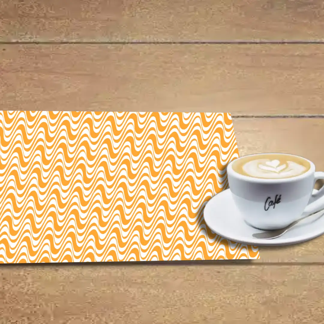 Wavy White Orange Table Placemats - Pack Of Four - Image 2