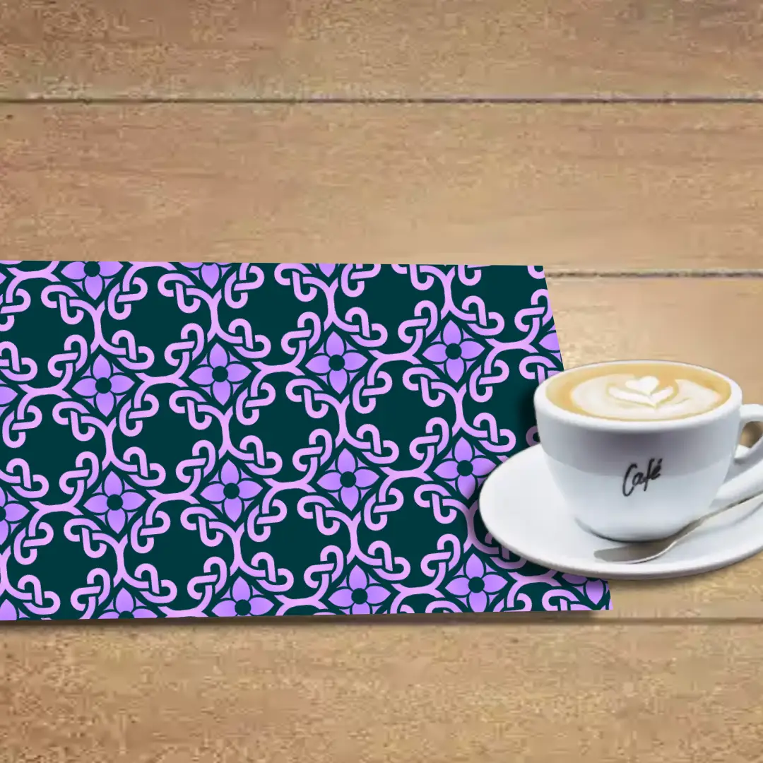 Magenta Color Floral Interweaved Table Placemats - Pack Of Four - Image 2