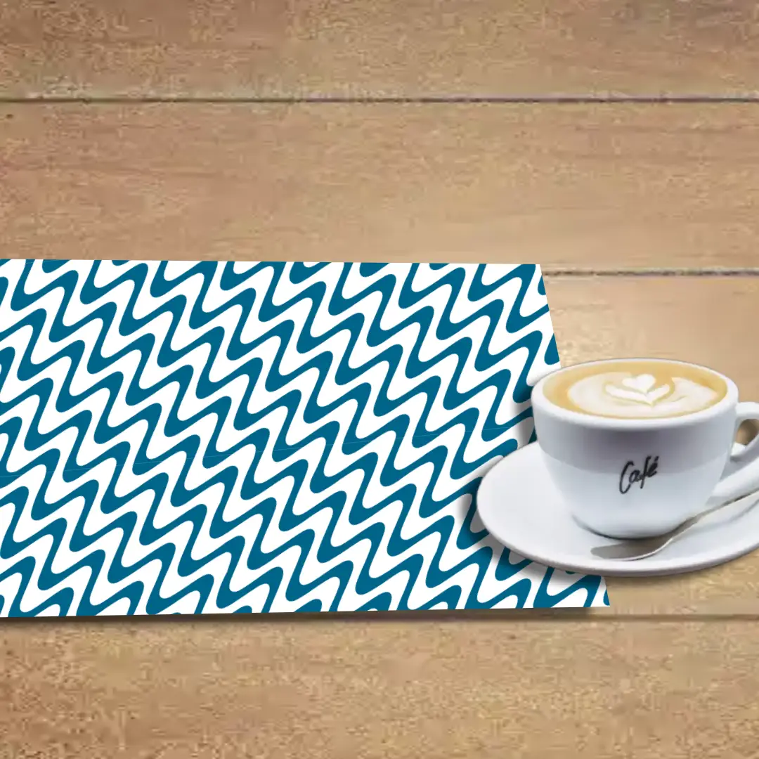 Zig Zag Print White Teal Color Table Placemats - Pack Of Four - Image 2
