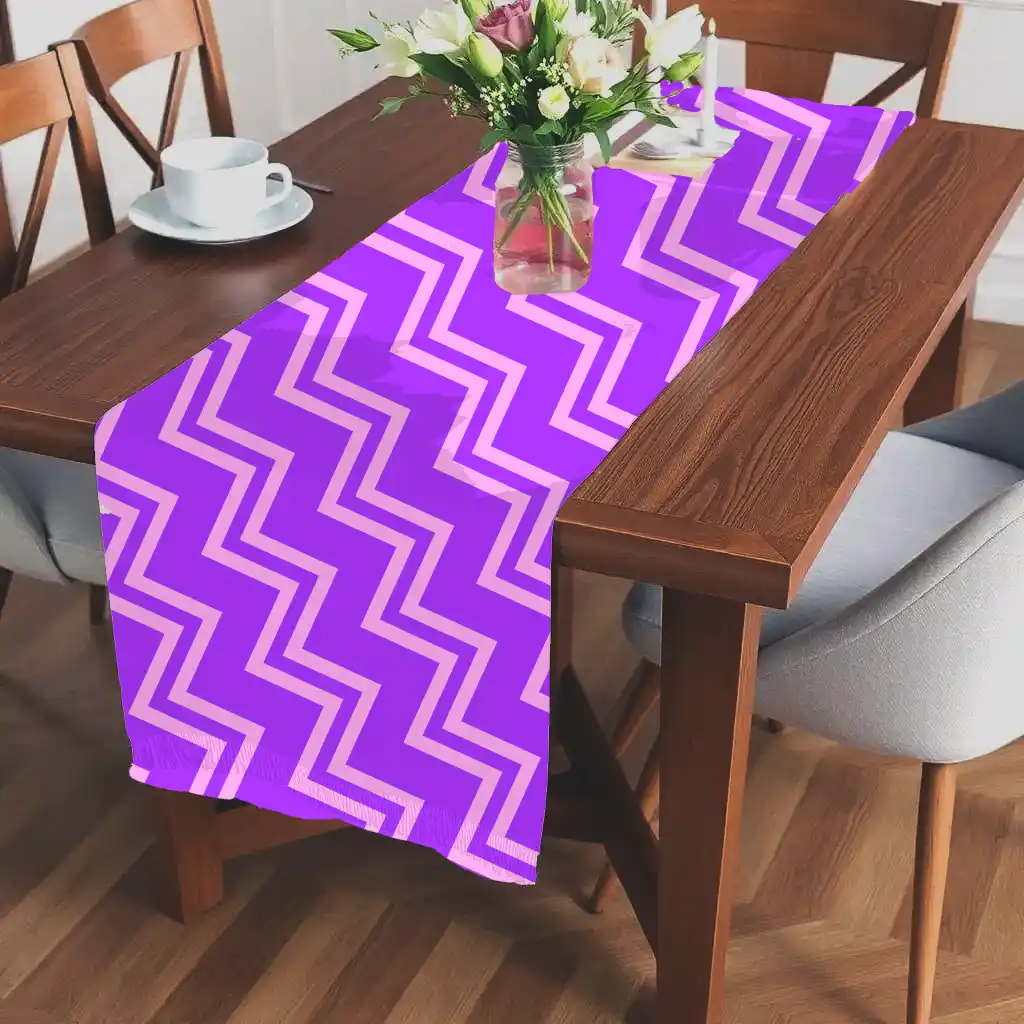 Purple Zig Zag Print Dining Table Runner - Image 2