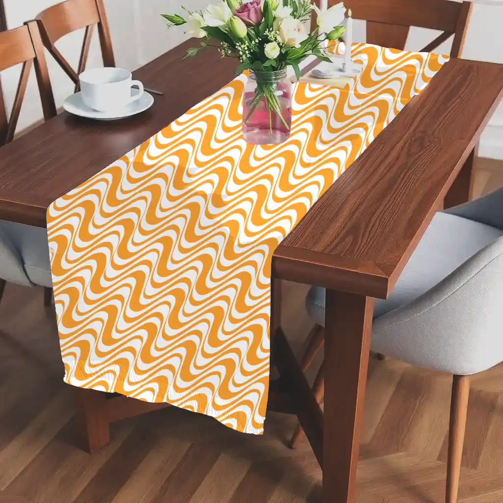 Wavy White Orange Table Runner - Image 2