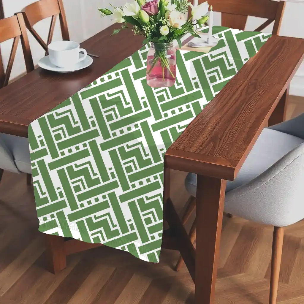 Geometric Green Table Runner - Image 2