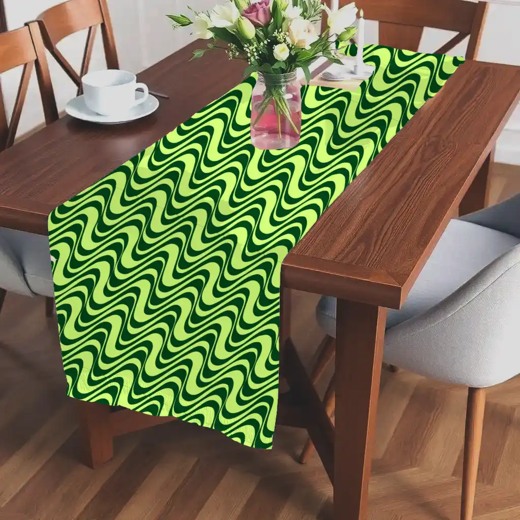 Zigzag Wavy Green Stylish Table Runner - Image 2