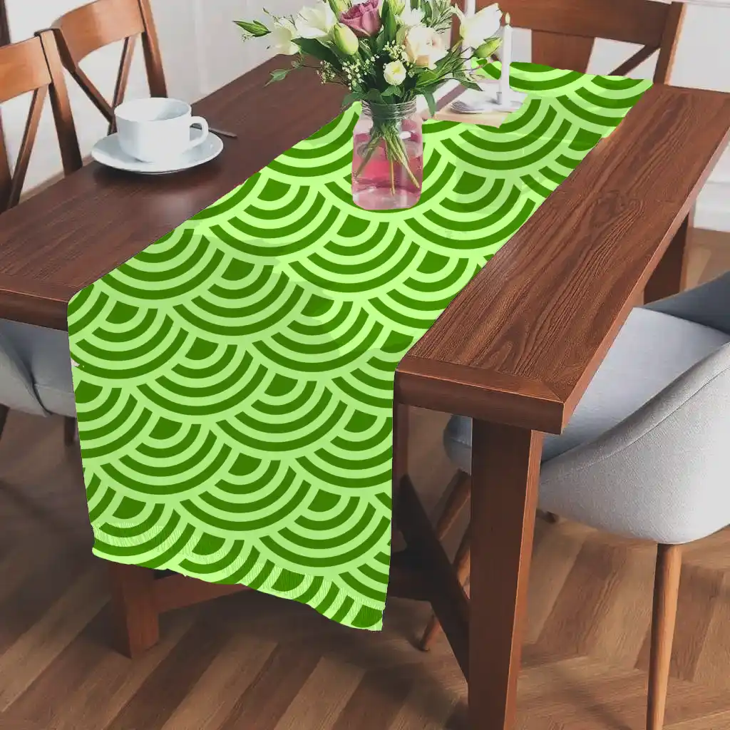 Green Shells Print Stylish Table Runner - Image 2