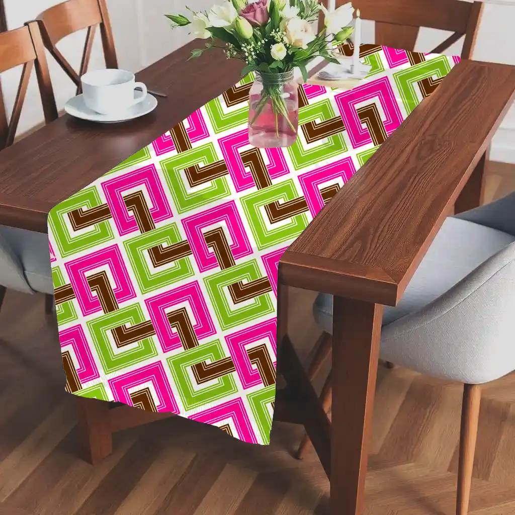 Geometric Squares Stylish Dining Table Runner - Image 2