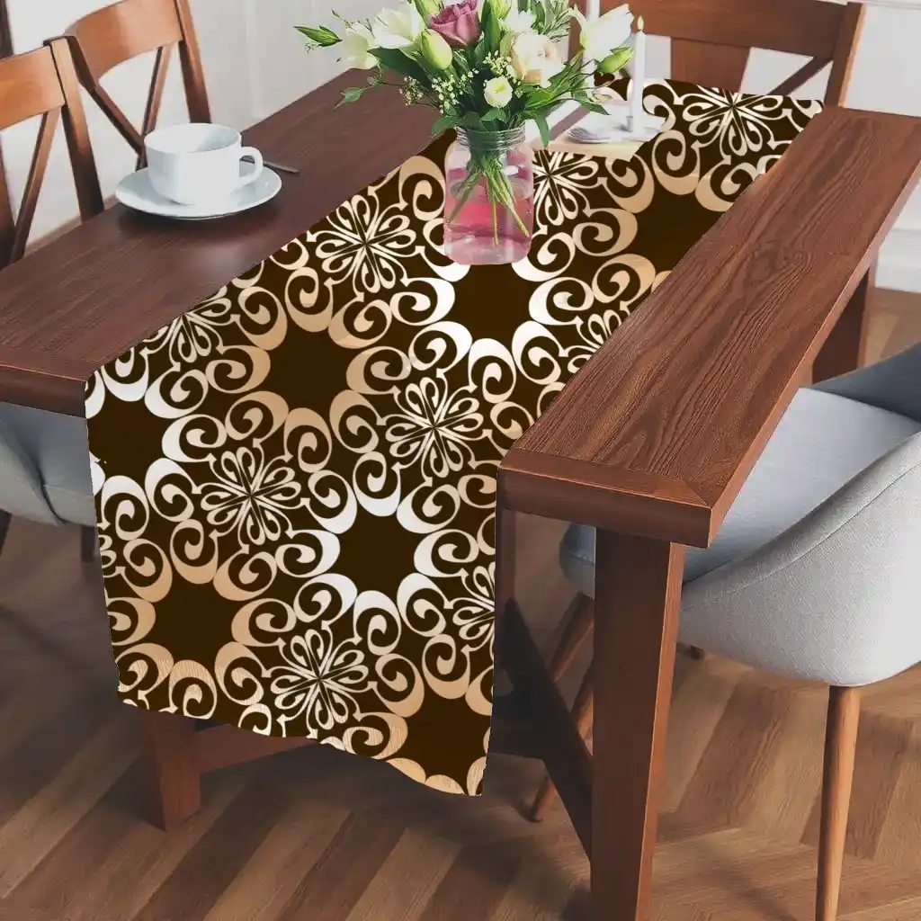 Coffee Color Floral Dining Table Runner - Image 2