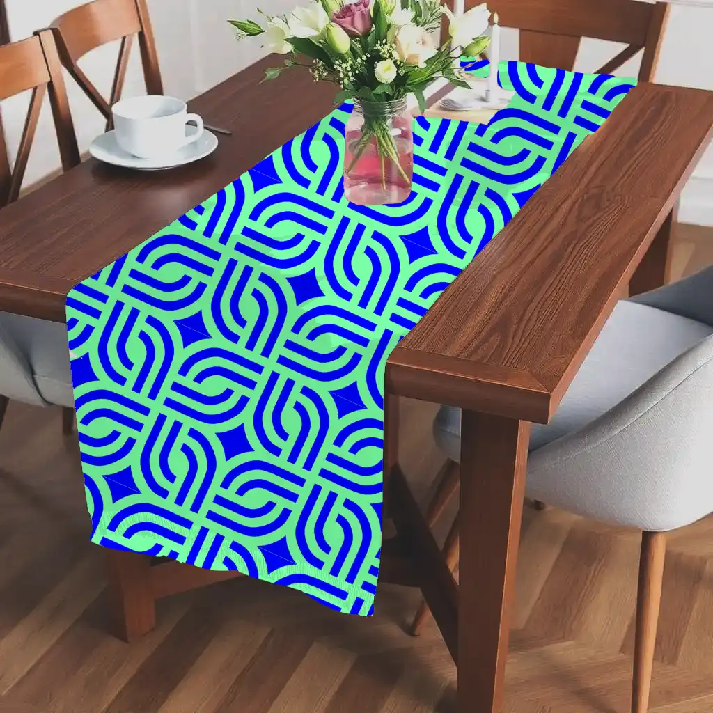 Modern Blue Square Poly Dining Table Runner - Image 2