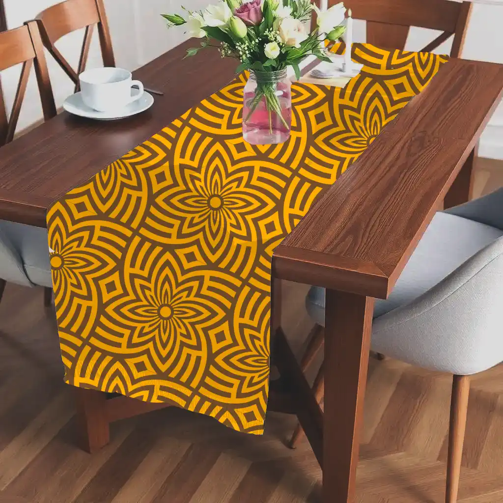 Golden Flowers Dining Table Runner - Image 2