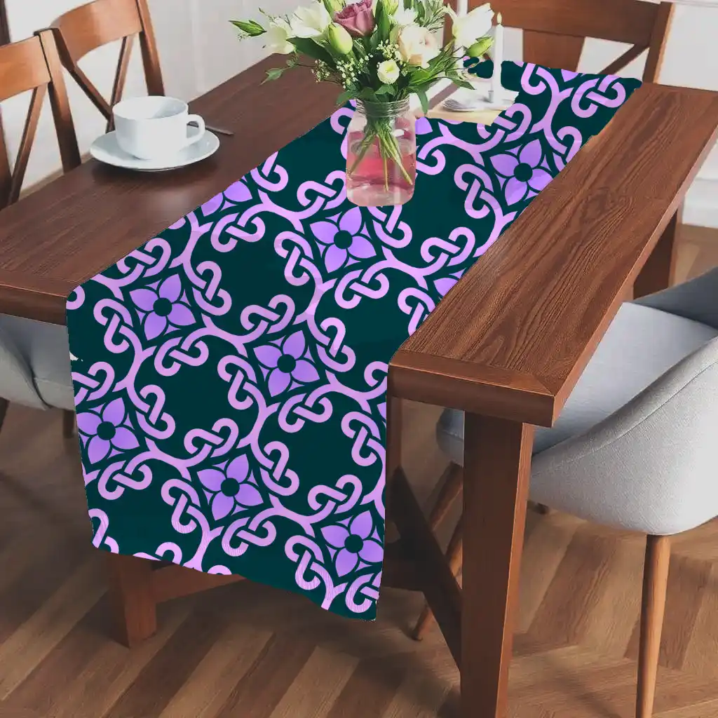 Magenta Color Floral Interweaved Table Runner - Image 2