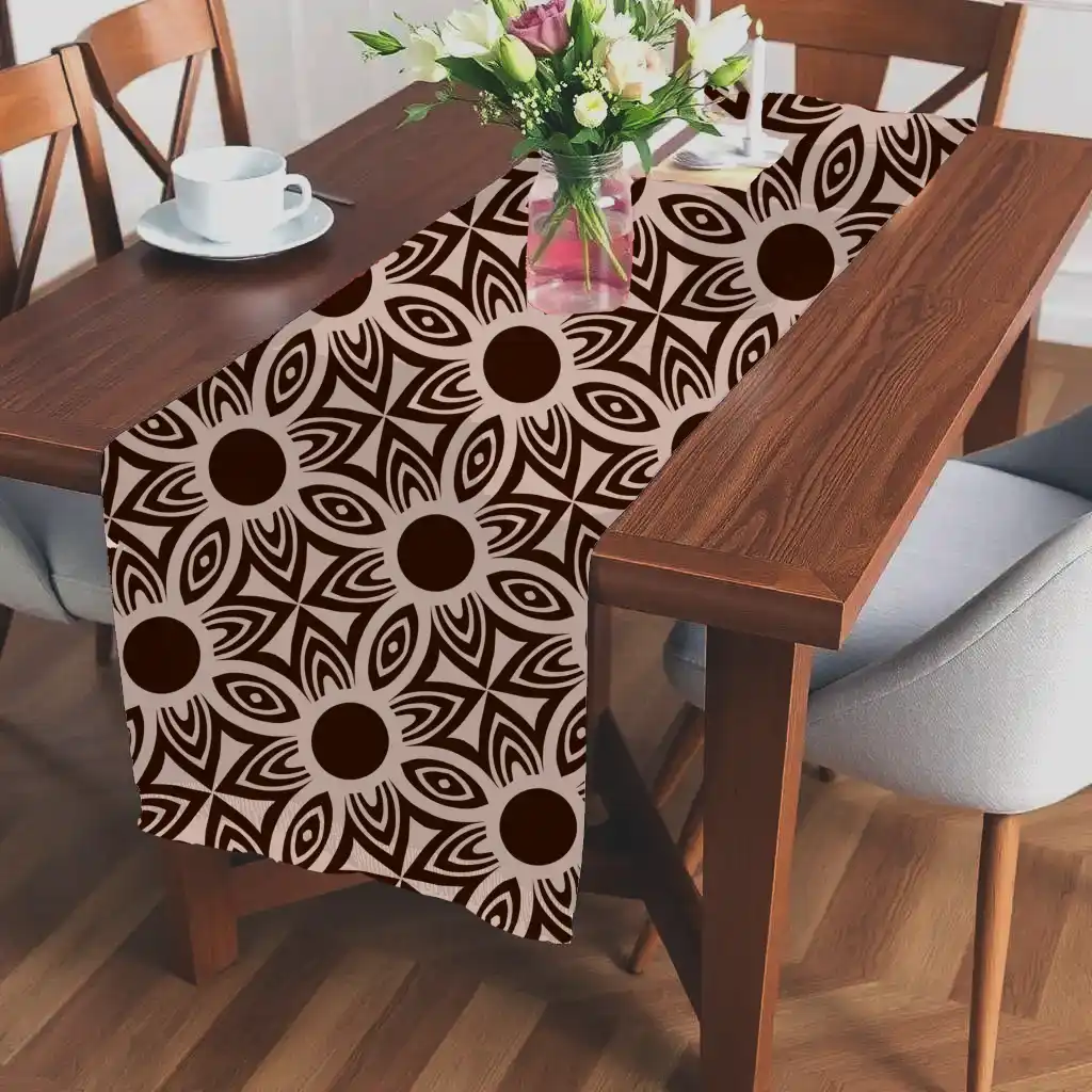 Coffee Color Floral Table Runner - Image 2