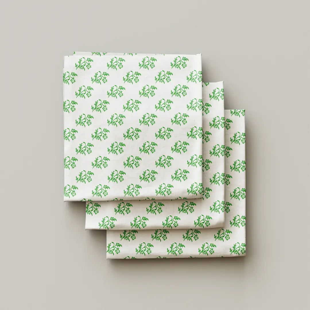 White Green Floral Cloth Napkin Pack Of Four - Image 3