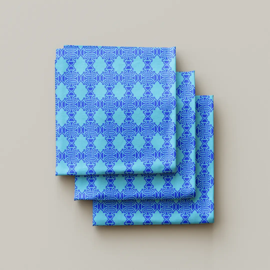 Royal Blue Motifs Cloth Napkin Pack Of Four - Image 3