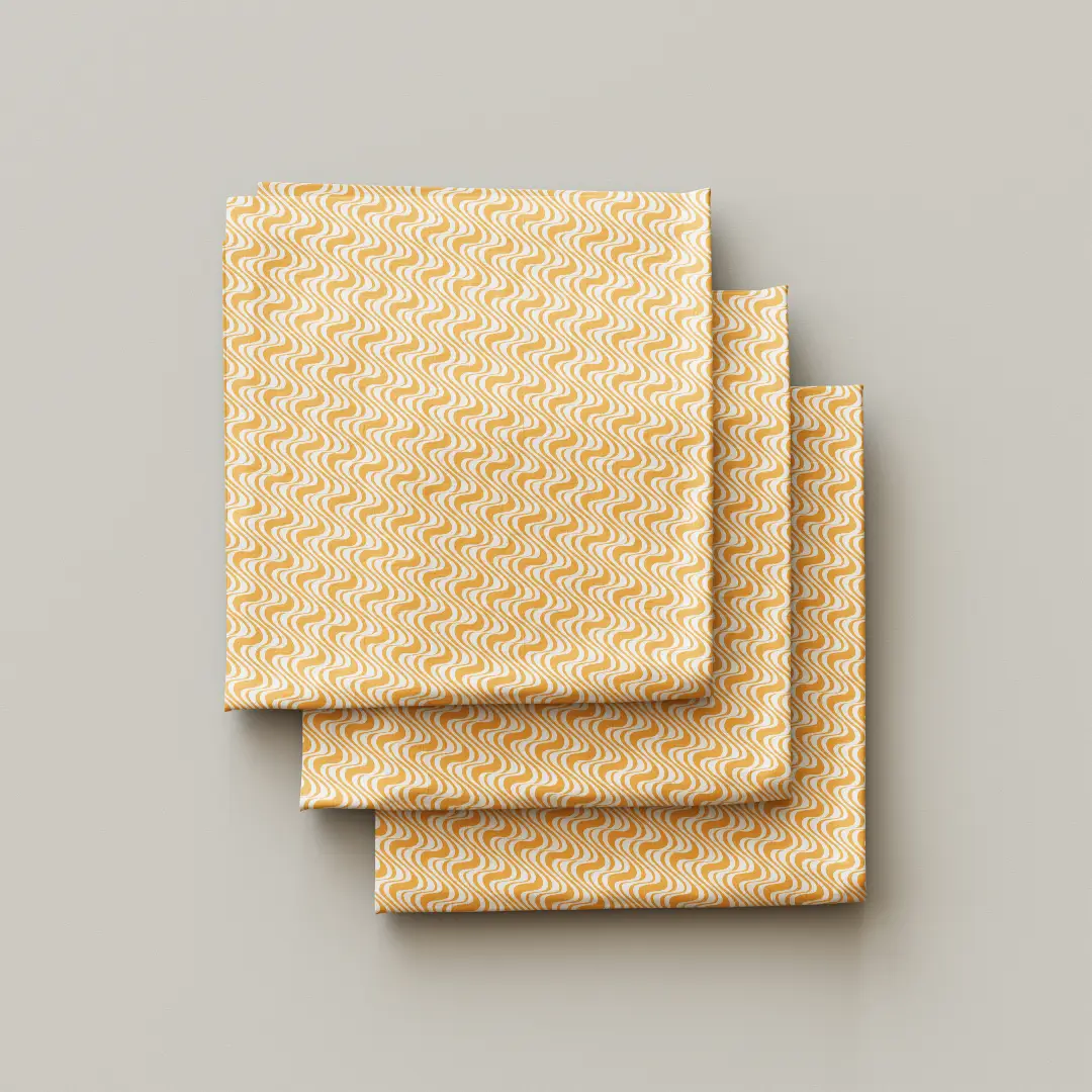 Wavy White Orange Cloth Napkin Pack Of Four - Image 3