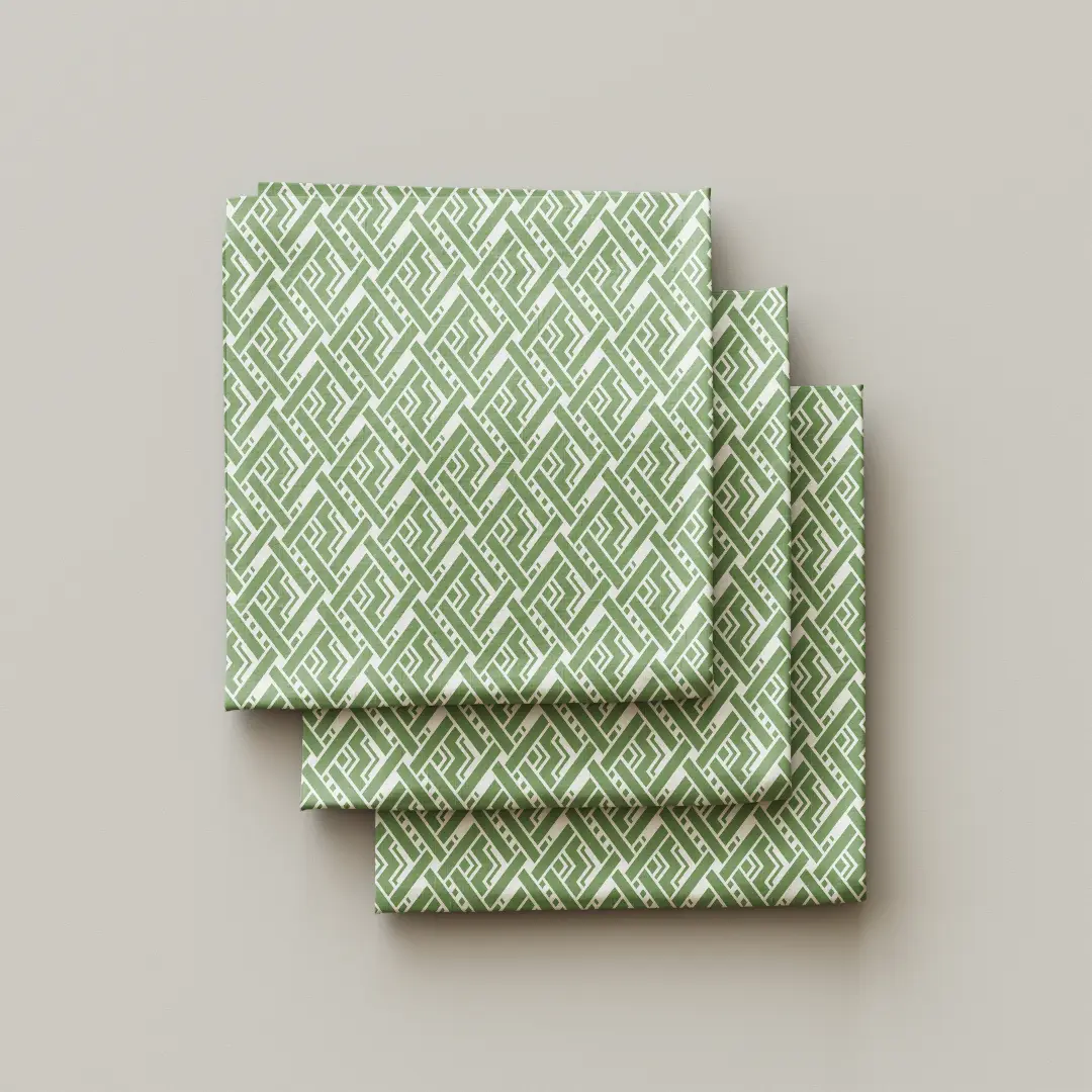 Geometric Green Cloth Napkin Pack Of Four - Image 3