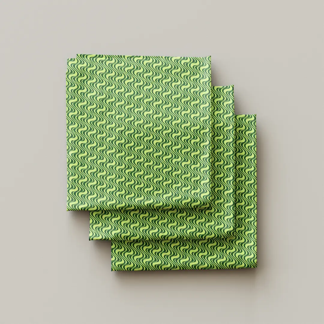 Zigzag Wavy Green Stylish Cloth Napkin Pack Of Four - Image 3