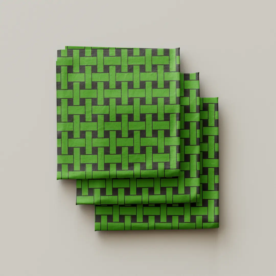 Green Mesh Checkered Stylish Cloth Napkin Pack Of Four - Image 3