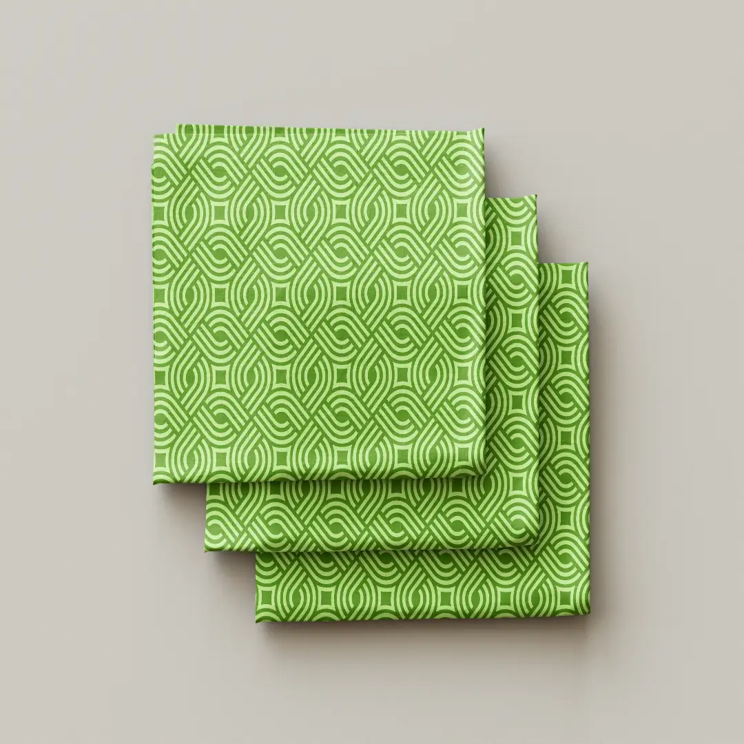 Green Square Maze Poly Lycra Dining Table Cloth Napkin Pack Of Four - Image 3