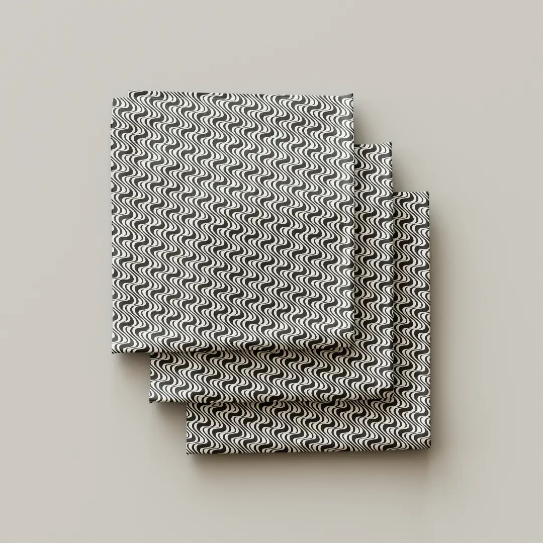 Wave Zig Zag Black White Dining Table Dining Table Cloth Napkin Pack Of Four - Image 3