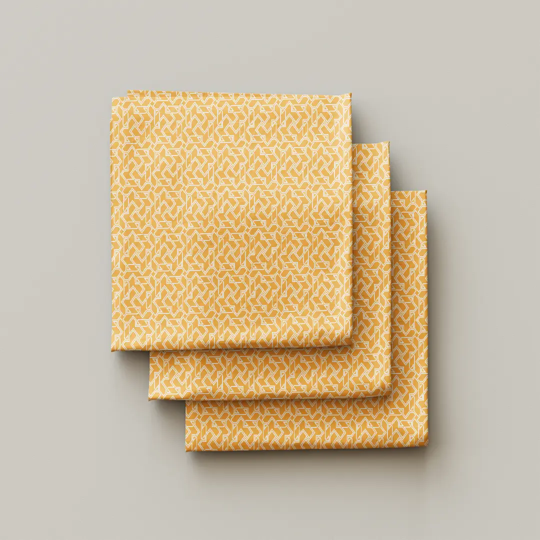 Digital Geometric Saffron Cloth Napkin Pack Of Four - Image 3