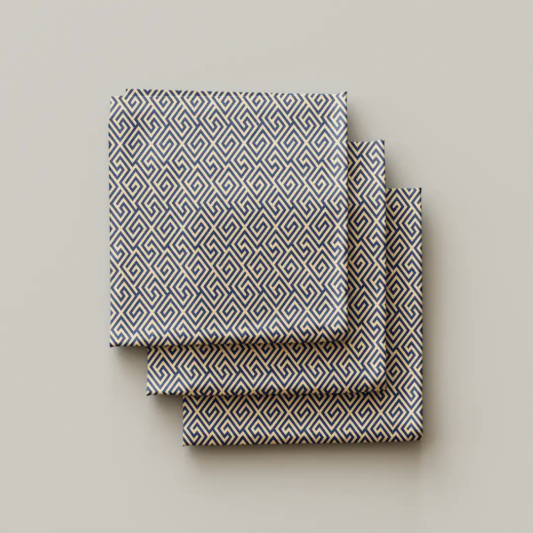 Maze Yellow Navy Blue Cloth Napkin Pack Of Four - Image 3